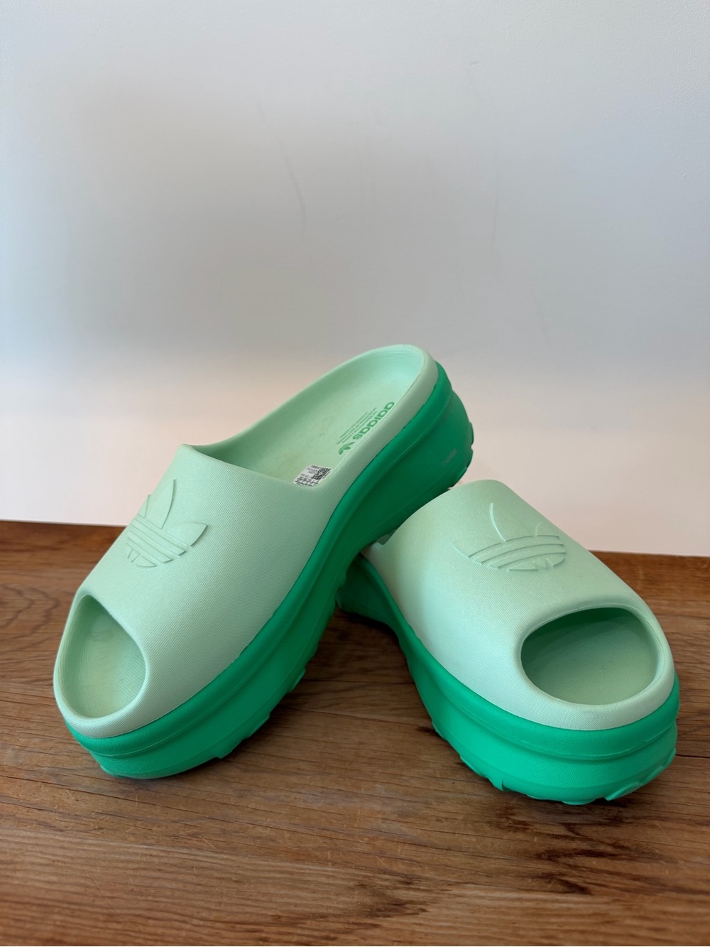 Adidas Adifoam Stan Smith Slides Energy Green Chunky Sandals Platform Women’s 8